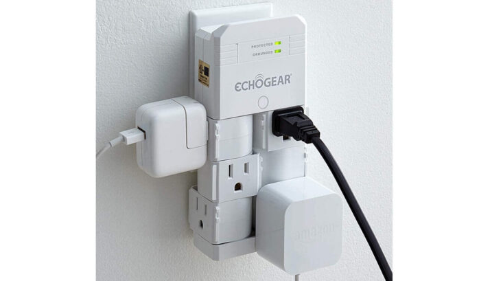 ECHOGEAR On-Wall Surge Protector with 6 Pivoting AC Outlets
